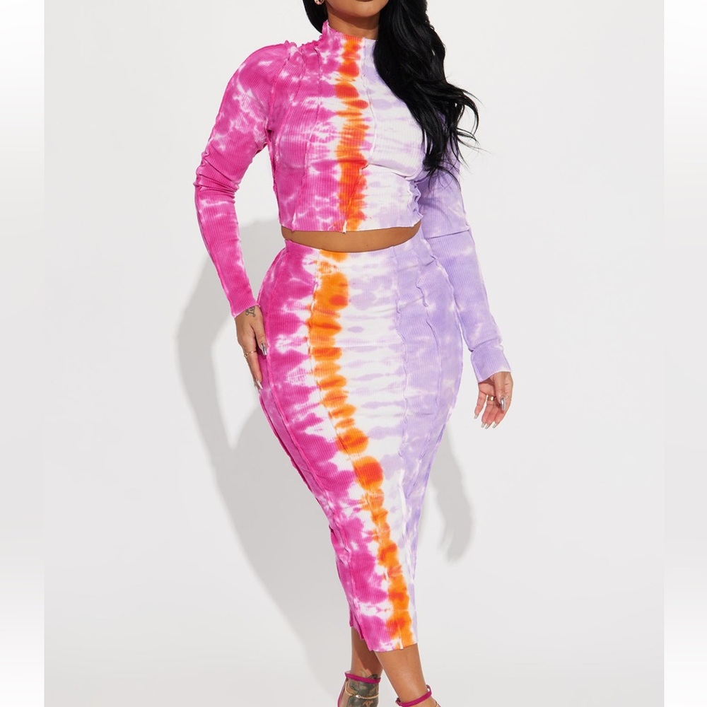 Fashion Nova Pink and Purple Tie-Dye Dress